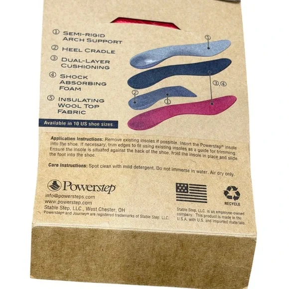 New Journey By Powerstep Wool Full Length Insoles Outdoors 7-7.5 Men 9-9.5 Women - Picture 4 of 5